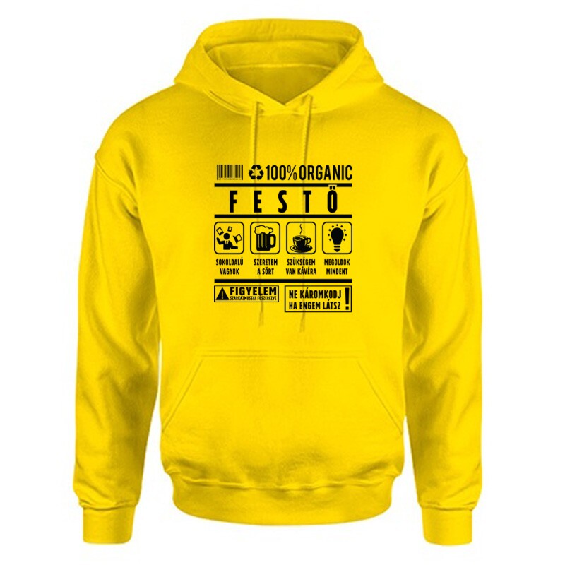 100% organic festő Unisex Kapucnis Pulcsi