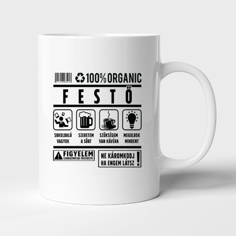 100% organic festő Bögre