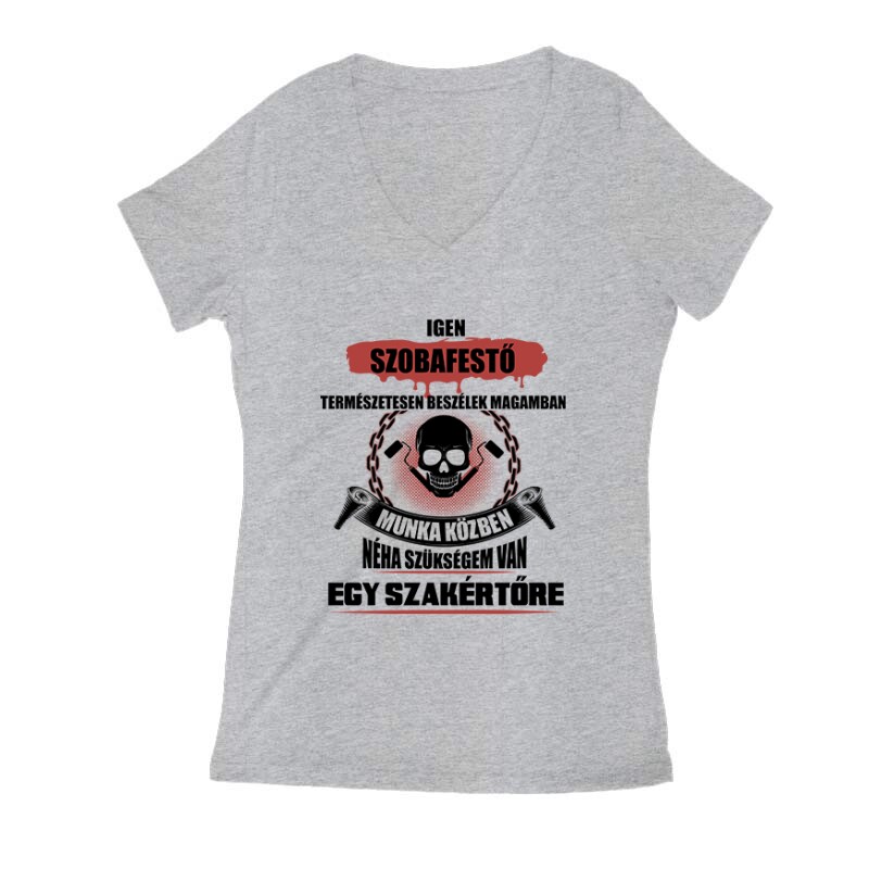 Szakértő festő Női V Kivágott póló