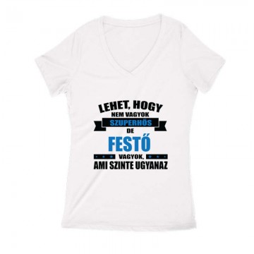 Szuperhős festő Női V Kivágott póló