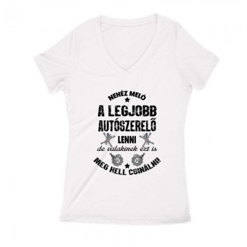 Nehéz meló (autószerelő) Női V Kivágott póló
