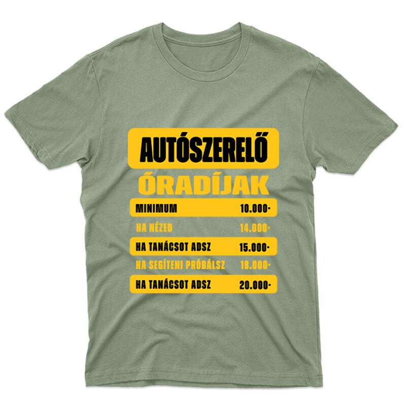 Óradíjak (autószerelő) Unisex Póló