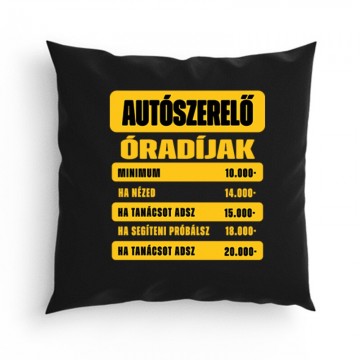 Óradíjak (autószerelő) Párna