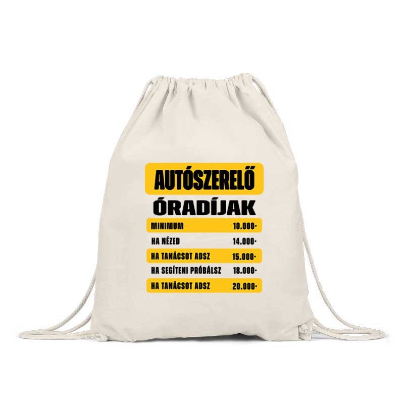 Óradíjak (autószerelő) Hátizsák