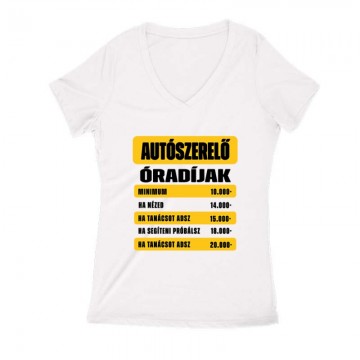 Óradíjak (autószerelő) Női V Kivágott póló