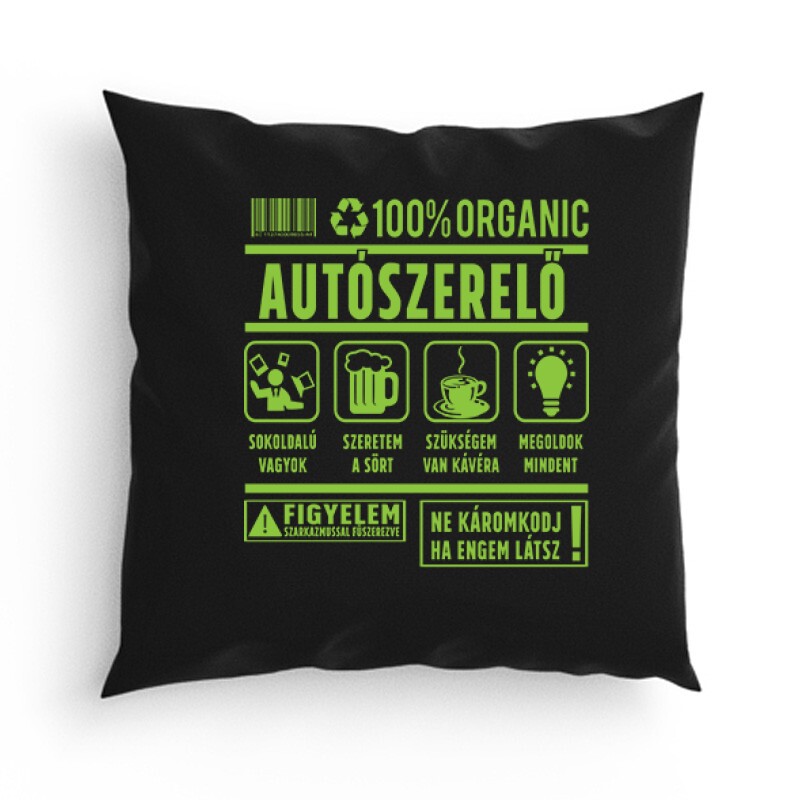 100% organic (autószerelő) Párna