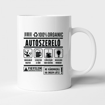 100% organic (autószerelő) Bögre