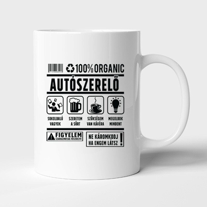 100% organic (autószerelő) Bögre