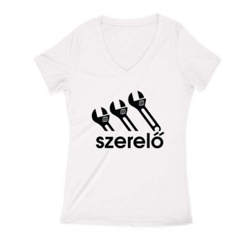 A szerelő Női V Kivágott póló