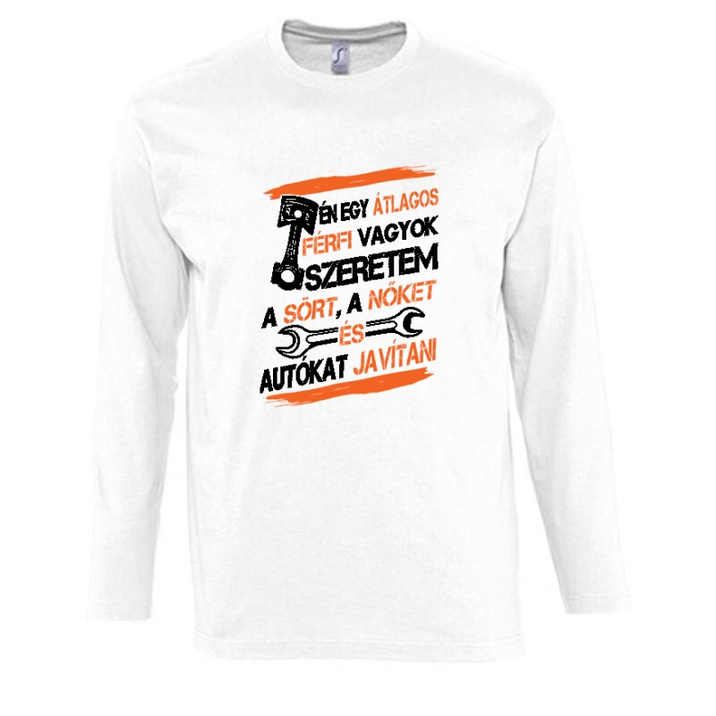 Átlagos férfi (autószerelő) Hosszú Ujjú Póló