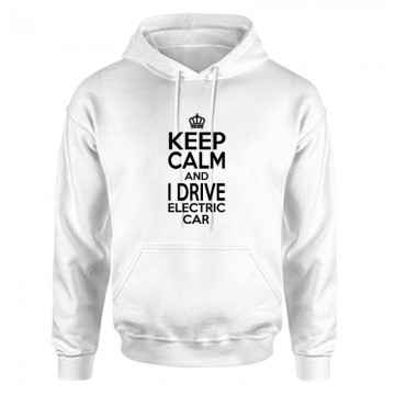 Keep calm - electric car Unisex Kapucnis Pulcsi