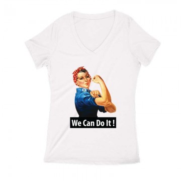We Can Do It Real Női V Kivágott póló
