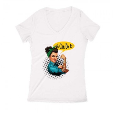 We Can Do It Női V Kivágott póló