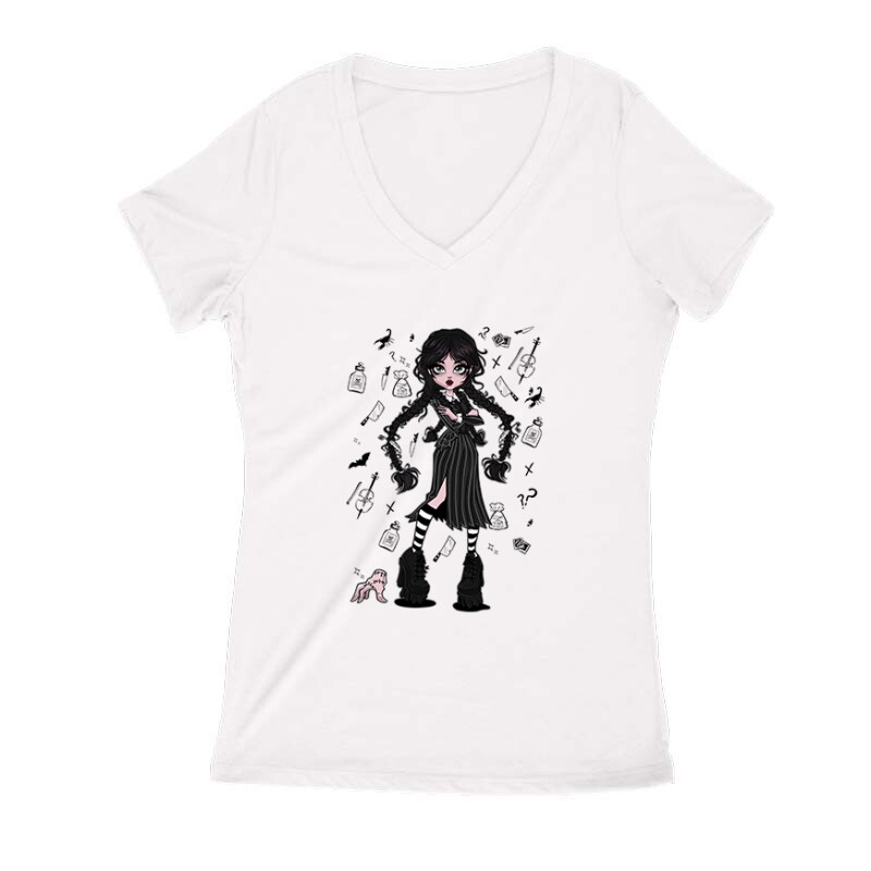 Wednesday and Thing Női V Kivágott póló