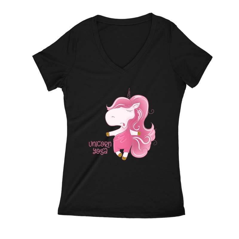 Unicorn Joga Női V Kivágott póló