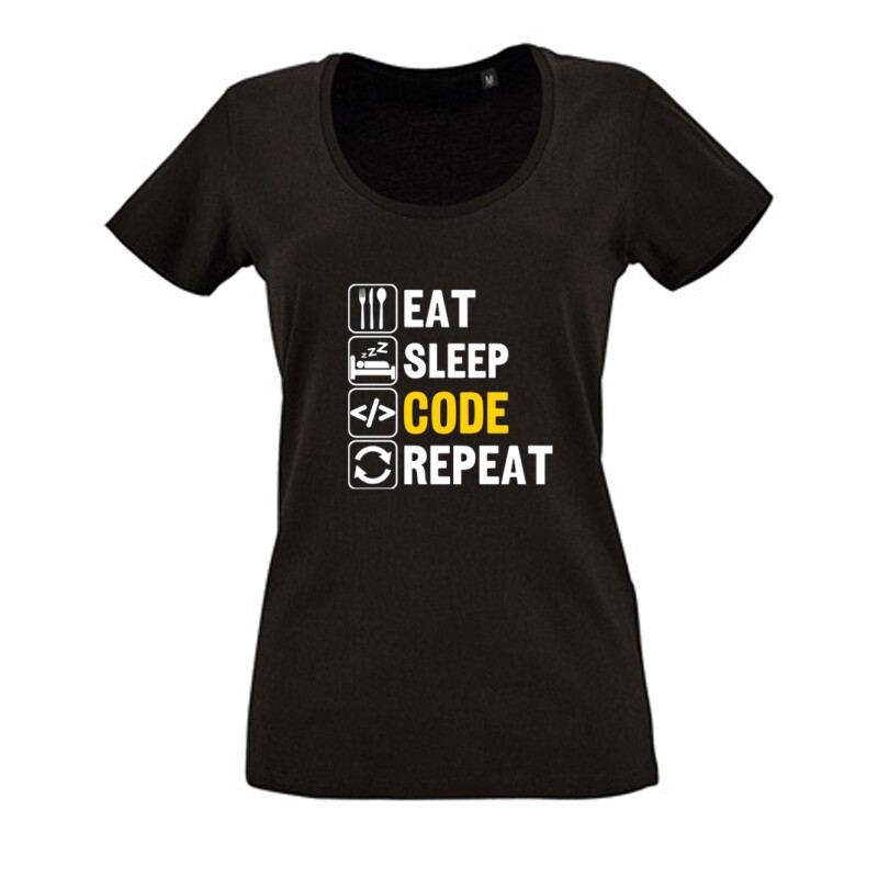 Eat sleep Code Női O Nyakú Póló