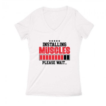 Installing Muscles Női V Kivágott póló