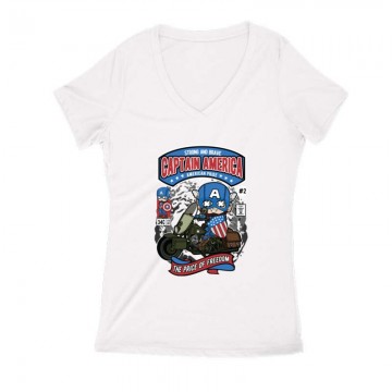 Captain America Női V Kivágott póló