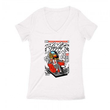 Daft Punk Női V Kivágott póló