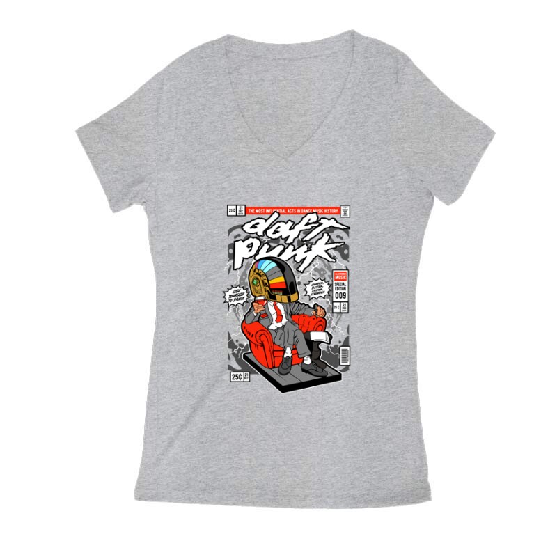Daft Punk Női V Kivágott póló