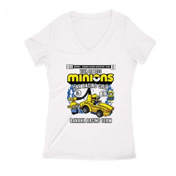 Minions Car Team Női V Kivágott póló
