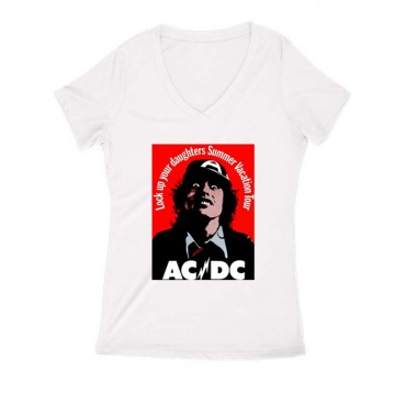AC DC Lock up Női V Kivágott póló