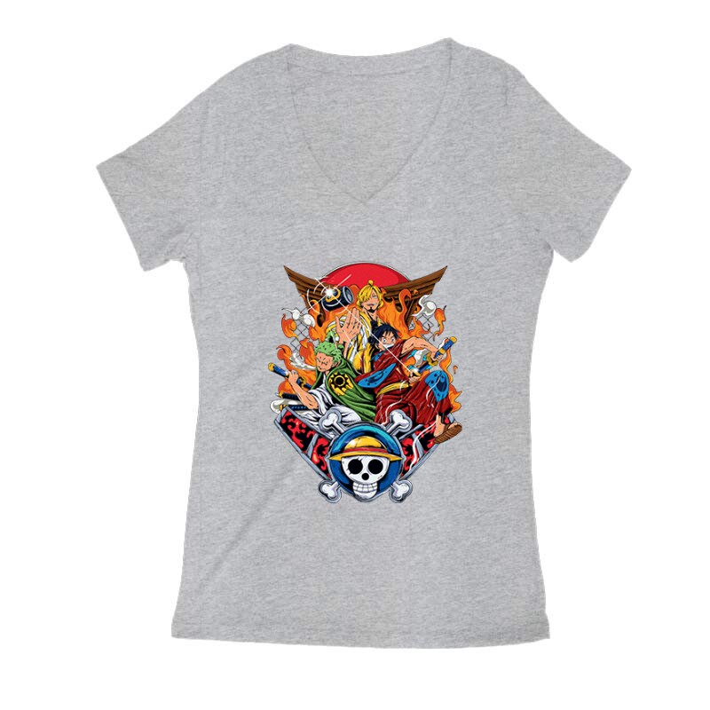 One Piece Team Luffy Női V Kivágott póló