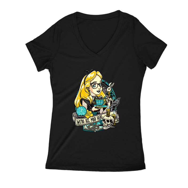 We're All Mad Here Női V Kivágott póló