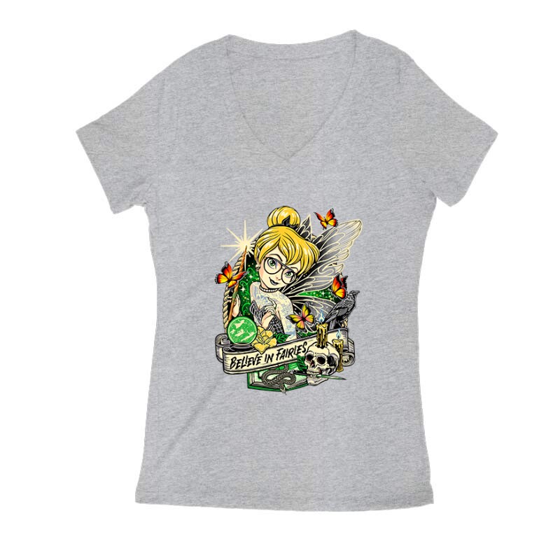 Belive in Fairles Női V Kivágott póló