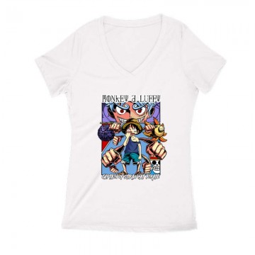 One Piece Captain of Straw Női V Kivágott póló