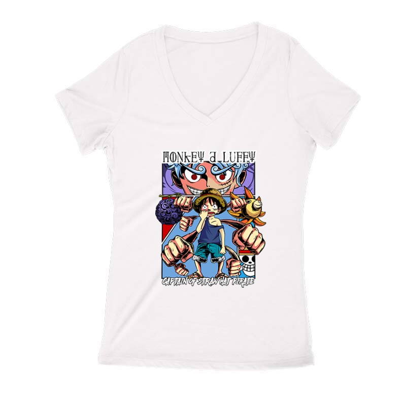 One Piece Captain of Straw Női V Kivágott póló