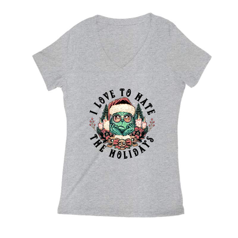 I love to hate grinch Női V Kivágott póló