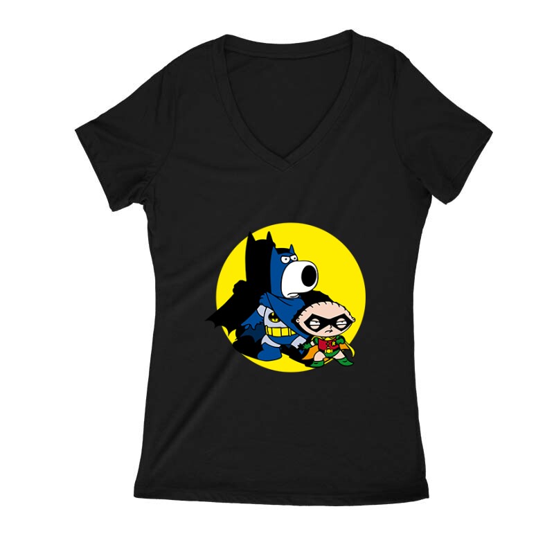 Brian és Stewie _ Batman Női V Kivágott póló