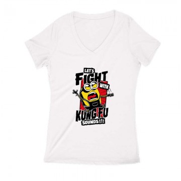 Kung Fu Minions Női V Kivágott póló