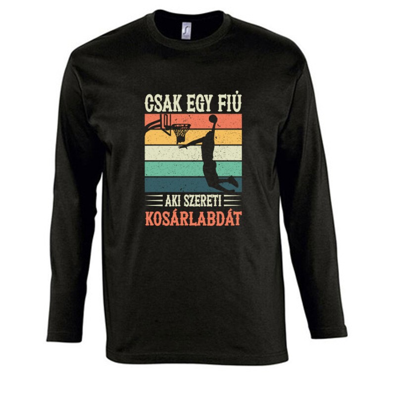 Egy fiú aki szereti a kosárlabdát Hosszú Ujjú Póló