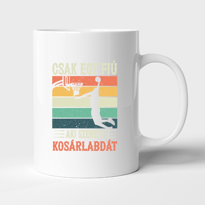 Egy fiú aki szereti a kosárlabdát Bögre