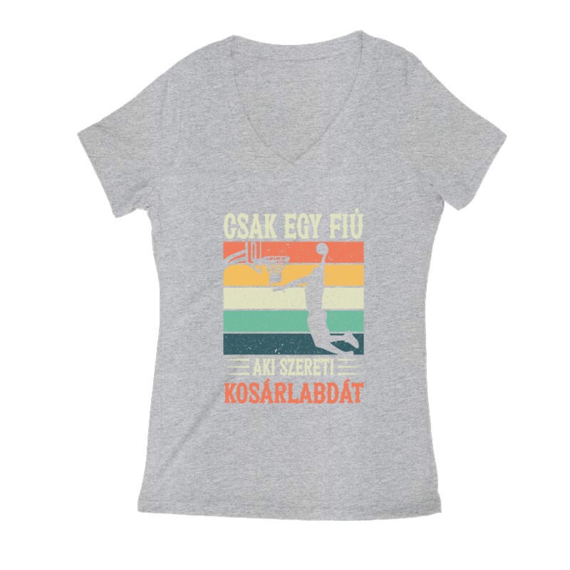 Egy fiú aki szereti a kosárlabdát Női V Kivágott póló