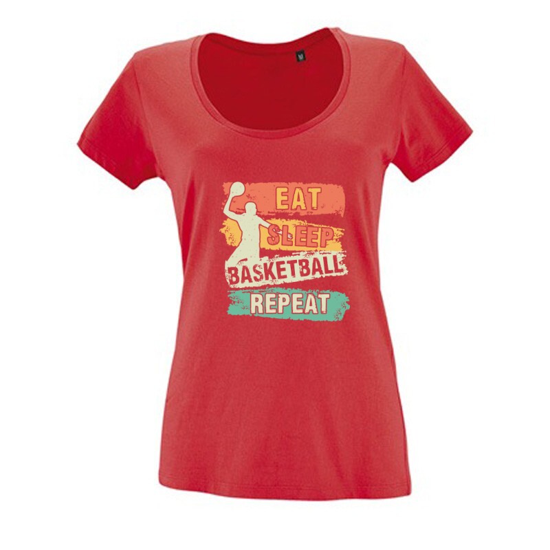 Eat  Sleep Basketball Repeat Női O Nyakú Póló
