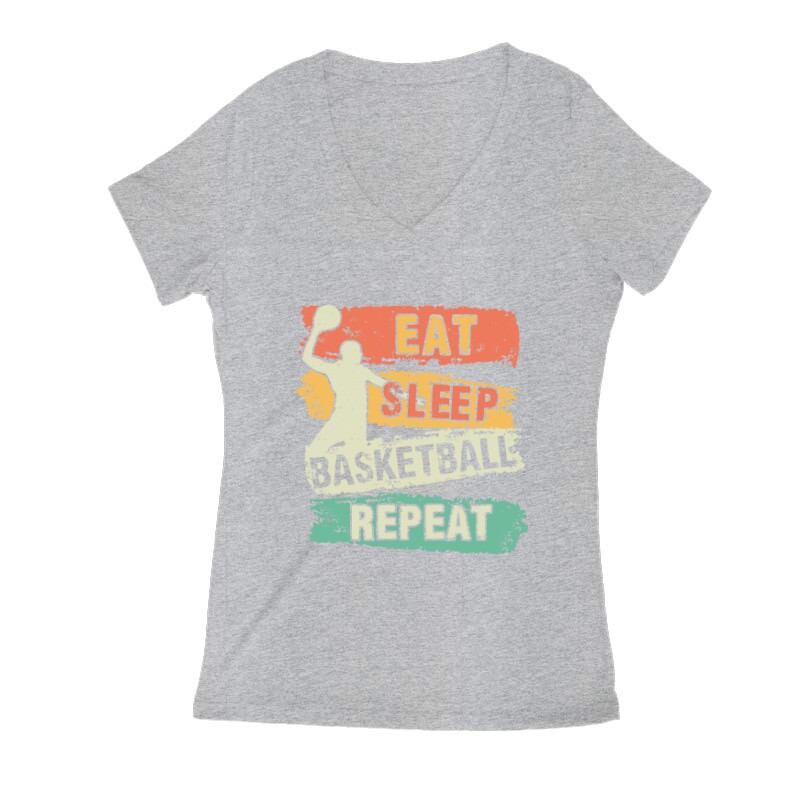Eat  Sleep Basketball Repeat Női V Kivágott póló