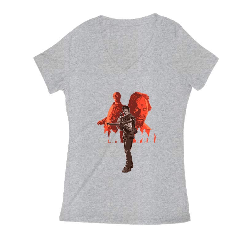 Daryl with zombie Női V Kivágott póló