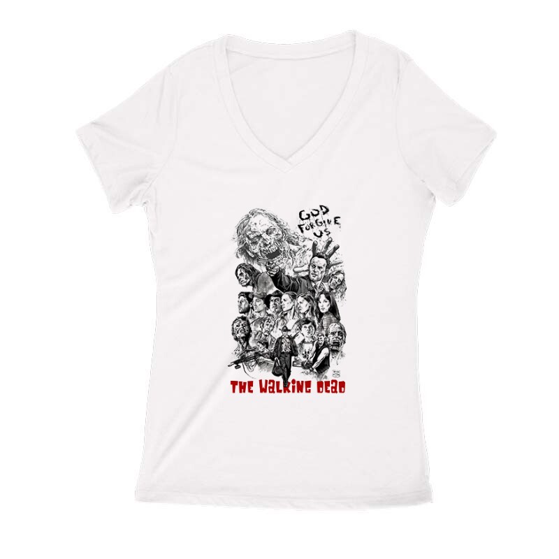 God Forgive Us Női V Kivágott póló