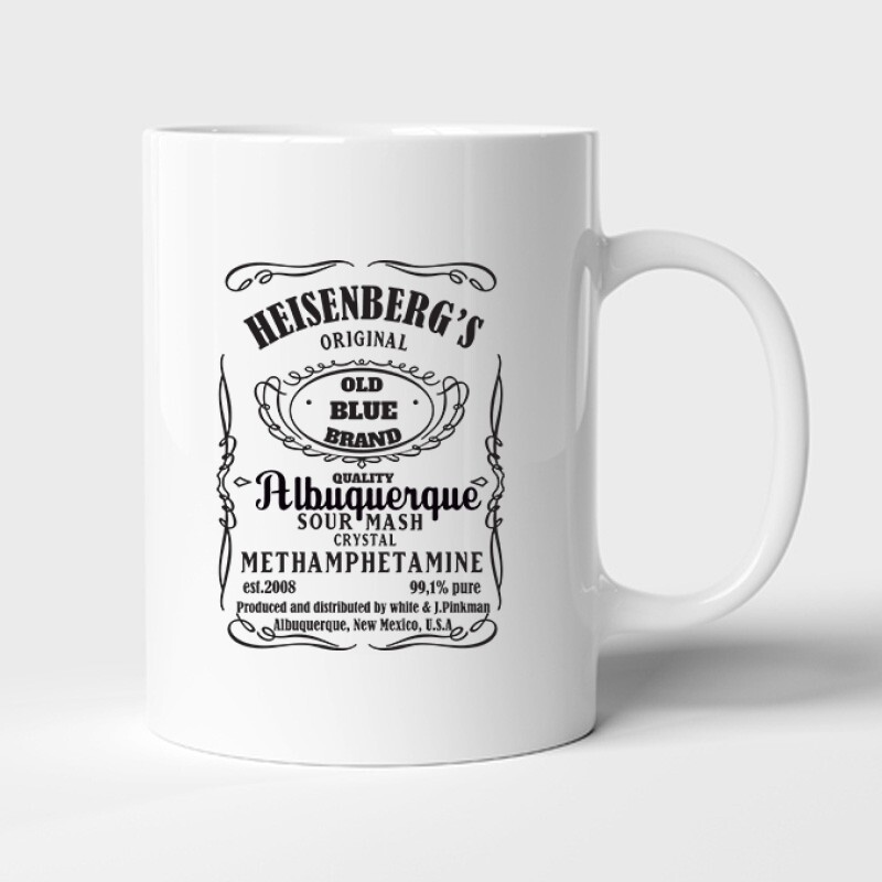 Heisenberg whiskey label Bögre