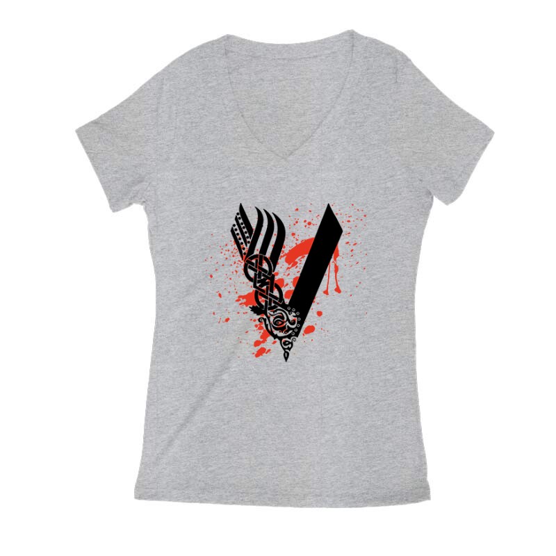 Viking Blood logo Női V Kivágott póló
