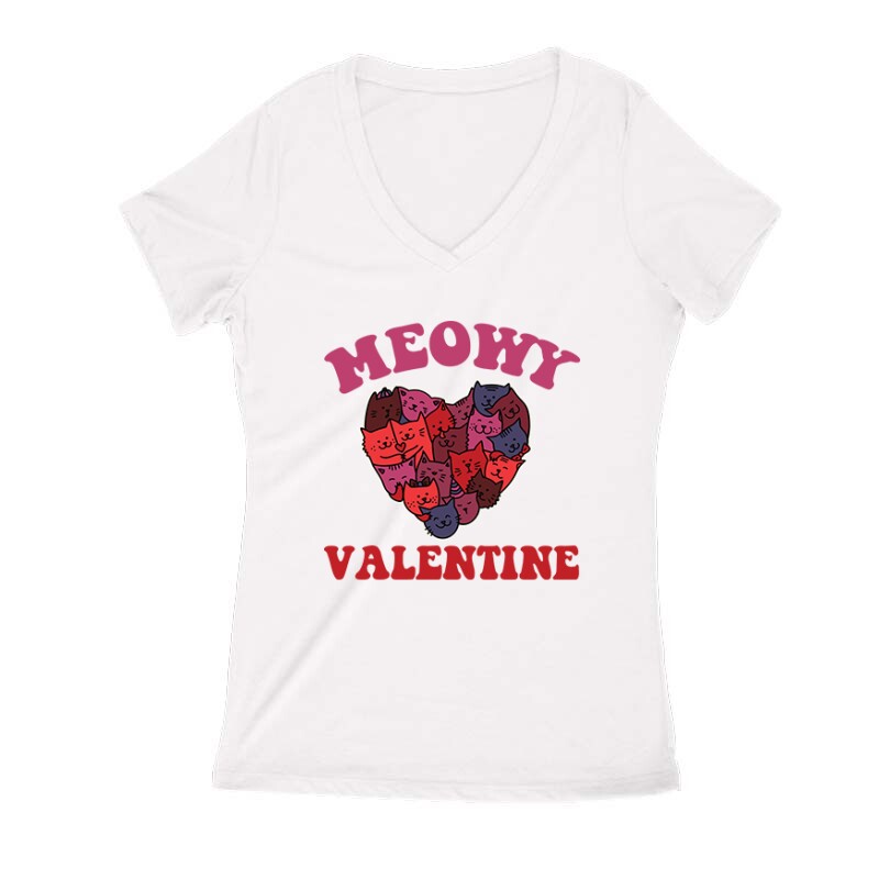 Meowy Valentine Női V Kivágott póló