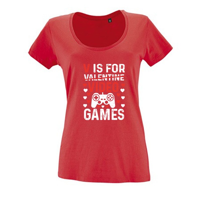 V is for Video Game Női O Nyakú Póló