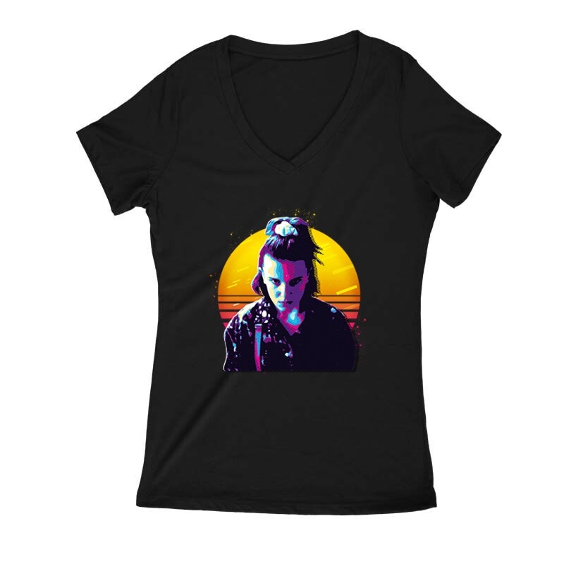 Stranger Things karakter - Eleven Női V Kivágott póló