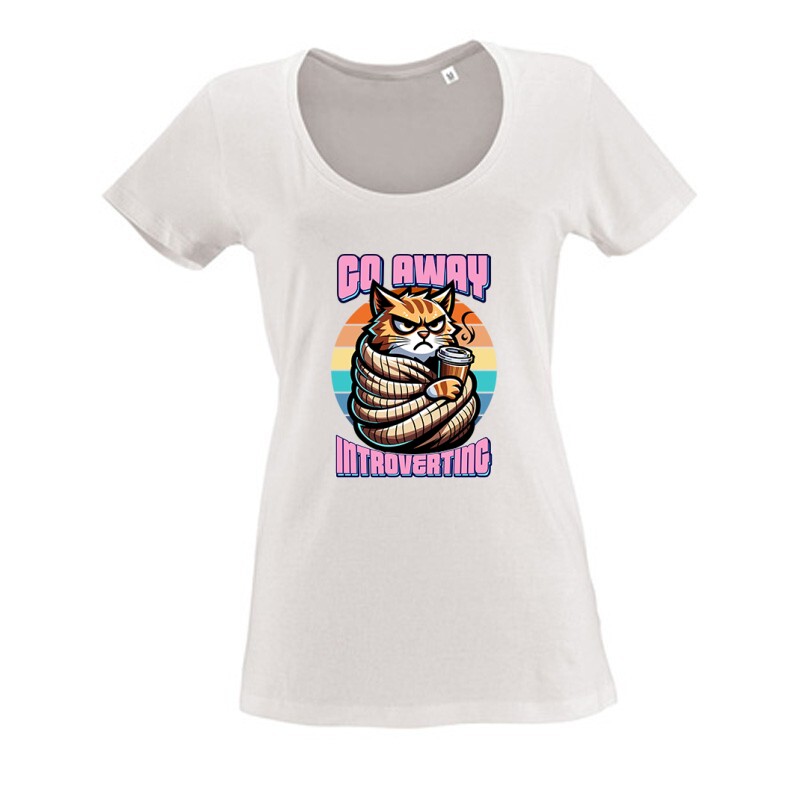 Go away i'm introverting cat Női O Nyakú Póló