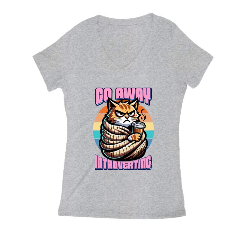 Go away i'm introverting cat Női V Kivágott póló