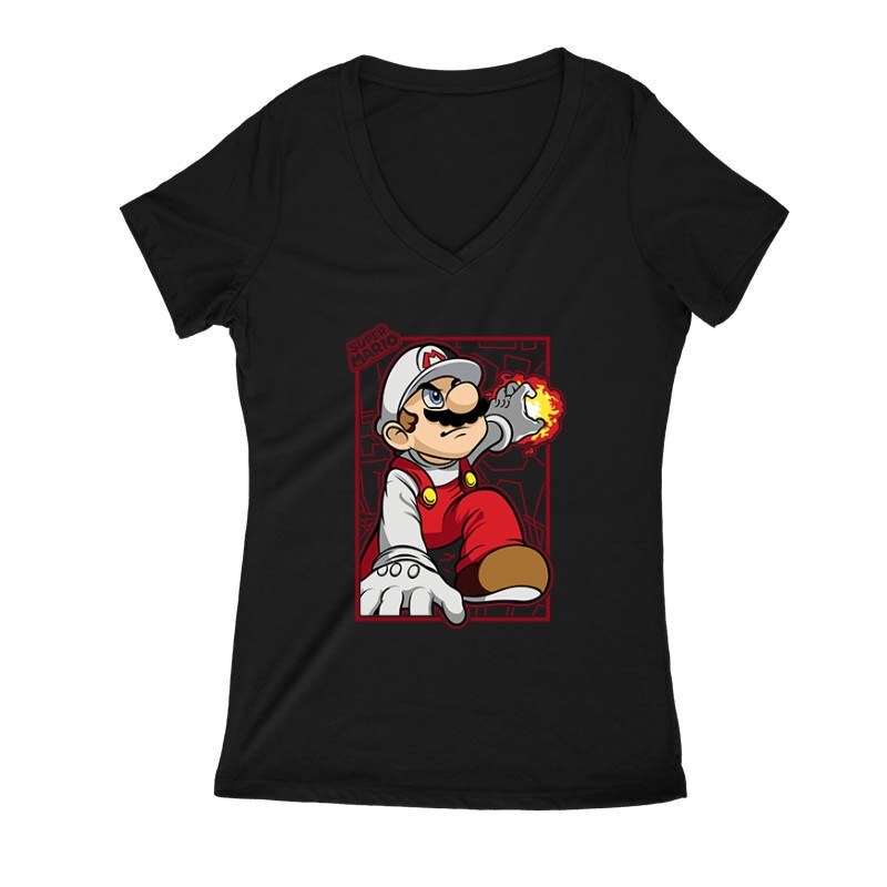 Super Mario Női V Kivágott póló