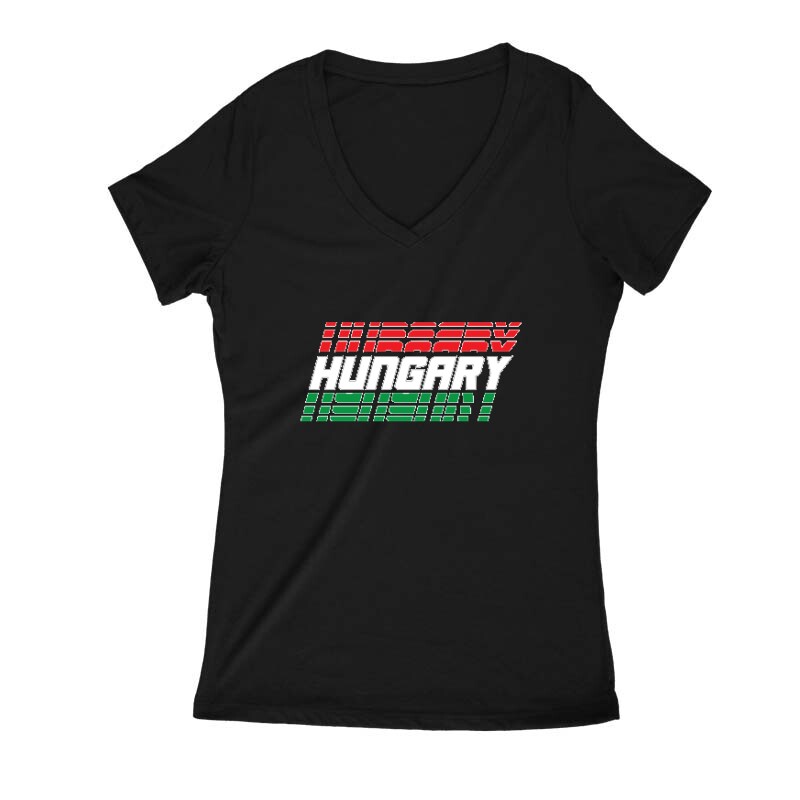 Hungary döntött felirat Női V Kivágott póló